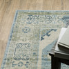 2' x 8' Blue Grey Beige and Teal Oriental Power Loom Stain Resistant Runner Rug