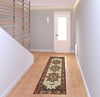 2' x 8' Red and Ivory Oriental Power Loom Stain Resistant Runner Rug