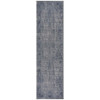 2' x 8' Blue Silver Gray and Cream Damask Distressed Runner Rug