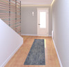 2' x 8' Blue Silver Gray and Cream Damask Distressed Runner Rug