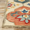2' x 8' Cream and Rust Wool Geometric Tufted Stain Resistant Runner Rug