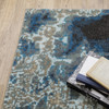 2' x 8' Blue Grey Charcoal and Beige Abstract Power Loom Stain Resistant Runner Rug