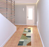 2' x 8' Grey Teal Blue Rust Green and Ivory Geometric Power Loom Runner Rug