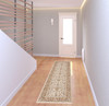 2' x 8' Rust and Ivory Oriental Power Loom Stain Resistant Runner Rug with Fringe