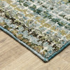 2' x 8' Blue Green Teal and Grey Abstract Power Loom Stain Resistant Runner Rug