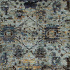 2' x 8' Blue and Navy Oriental Power Loom Stain Resistant Runner Rug