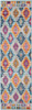 2' x 8' Blue and Pink Ogee Power Loom Runner Rug