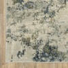 2' x 8' Beige Teal Grey and Gold Abstract Power Loom Stain Resistant Runner Rug