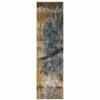 2' x 8' Blue Gold Teal Rust Grey and Beige Abstract Power Loom Runner Rug