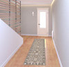 2' x 8' Grey and Ivory Oriental Power Loom Stain Resistant Runner Rug with Fringe