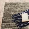 2' x 8' Beige and Grey Abstract Power Loom Stain Resistant Runner Rug