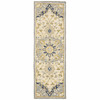 2' x 8' Blue and Ivory Bohemian Runner Rug