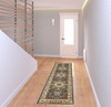 2' x 8' Navy and Ivory Oriental Power Loom Stain Resistant Runner Rug