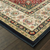 2' x 8' Navy and Ivory Oriental Power Loom Stain Resistant Runner Rug