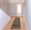 2' x 8' Blue Beige Grey Gold Green and Rust Red Oriental Power Loom Runner Rug