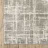 2' x 8' Grey and Ivory Abstract Shag Power Loom Stain Resistant Runner Rug
