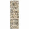 2' x 8' Beige Grey Blues Orange Yellow and Ivory Abstract Power Loom Runner Rug