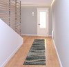 2' x 8' Charcoal Silver and Grey Abstract Shag Power Loom Stain Resistant Runner Rug