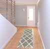 2' x 8' Grey and Ivory Geometric Shag Power Loom Runner Rug