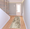 2' x 8' Tan Ivory and Brown Abstract Runner Rug