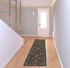 2' x 8' Blue & Beige Oriental Power Loom Polyester Runner Rug with Fringe