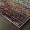 2' x 8' Blue Grey Gold Purple and Teal Abstract Power Loom Stain Resistant Runner Rug