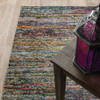 2' x 8' Blue Grey Gold Purple and Teal Abstract Power Loom Stain Resistant Runner Rug