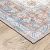 2' x 8' Orange Blue Teal Green and Beige Oriental Power Loom Runner Rug