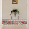 2' x 8' Blue and Rust Wool Geometric Tufted Stain Resistant Runner Rug