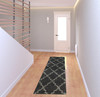 2' x 8' Charcoal and Grey Geometric Shag Power Loom Stain Resistant Runner Rug