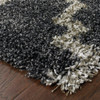 2' x 8' Charcoal and Grey Geometric Shag Power Loom Stain Resistant Runner Rug
