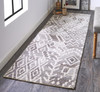 2' x 8' Gray and White Wool Abstract Tufted Handmade Runner Rug