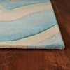 2' x 8' Ocean Blue Beige Hand Tufted Abstract Waves Indoor Runner Rug