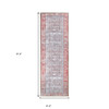 2' x 8' Berry Red Oriental Power Loom Stain Resistant Runner Rug