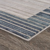 2' x 8' Ivory and Blue Abstract Runner Rug