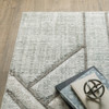 2' x 8' Grey Beige Sage Brown Tan Charcoal and Pale Blue Geometric Power Loom Runner Rug
