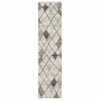 2' x 8' Beige Grey Tan and Brown Geometric Power Loom Stain Resistant Runner Rug