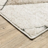2' x 8' Beige Grey Tan and Brown Geometric Power Loom Stain Resistant Runner Rug