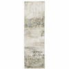 2' x 8' Beige Grey Brown and Sage Green Abstract Power Loom Runner Rug