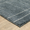 2' x 8' Blue and Grey Geometric Power Loom Stain Resistant Runner Rug