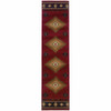 2' x 8' Red and Beige Ikat Pattern Runner Rug