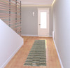 2' x 8' Teal Blue Grey and Tan Geometric Power Loom Stain Resistant Runner Rug