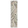 2' x 8' Gray & Ivory Abstract Power Loom Runner Rug
