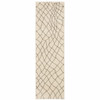 2' x 8' Ivory & Grey Geometric Power Loom Stain Resistant Runner Rug