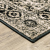 2' x 8' Black Grey Tan and Ivory Oriental Power Loom Stain Resistant Runner Rug