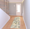 2' x 8' Grey & Gold Abstract Power Loom Stain Resistant Runner Rug