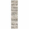 2' x 8' Ivory and Black Eclectic Patterns Indoor Runner Rug