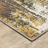2' x 8' Gold Brown Rust Grey Blue and Beige Abstract Power Loom Runner Rug