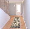 2' x 8' Ivory Navy Abstract Marble Indoor Runner Rug