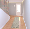 2' x 8' Beige and Ivory Geometric Power Loom Runner Rug